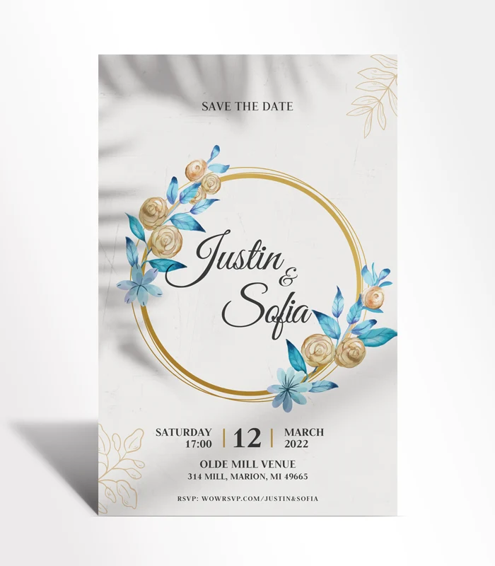 884 Golden Floral Circle Save the Date - Image 1