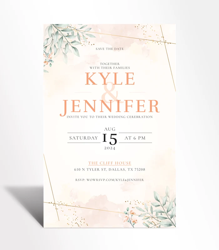 886 Blush Botanical Elegance Wedding Invitation - Image 1
