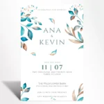 Azure Leaves Save the Date Invitation