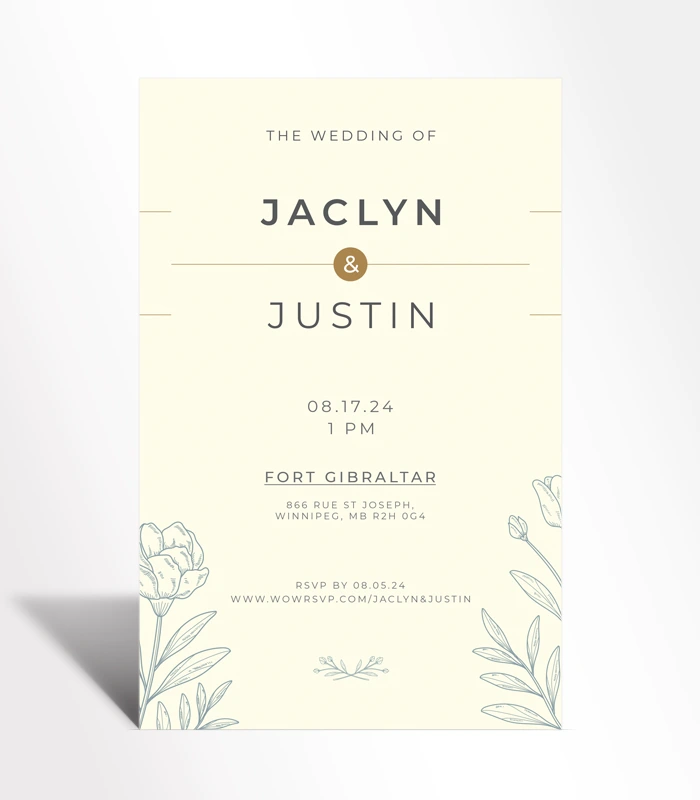 893 Ivory Botanical Minimal Wedding Invitation - Image 1
