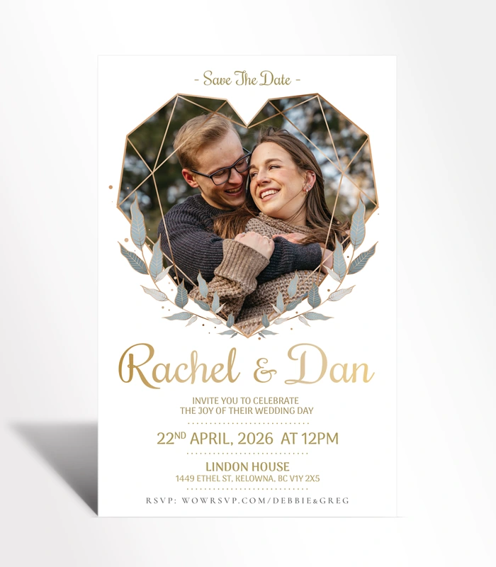 897 Golden Heart Photo Save the Date - Image 1