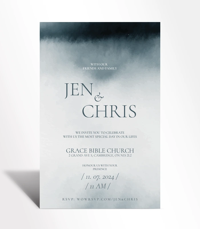 898 Midnight Mist Wedding Invitation - Image 1