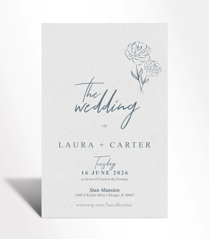 903 Modern Sketch Floral Wedding Invitation - Image 1