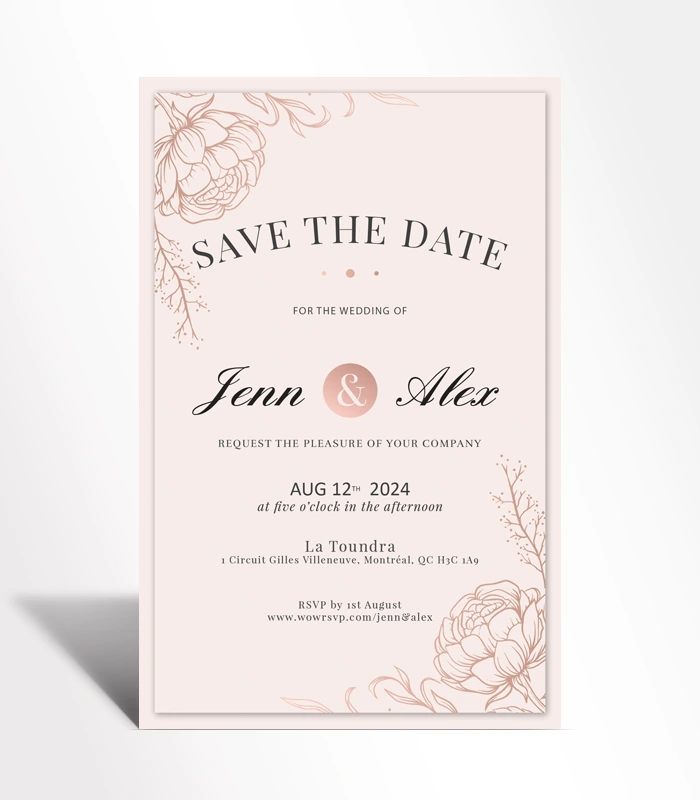 912 Blush Floral Save the Date Invitation - Image 1