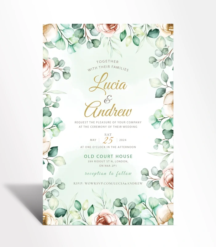 F 2 Pastel Floral Wedding Invitation Design - Image 1