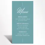 Serene Blue Menu Card