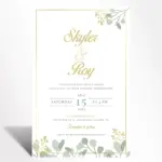 Eucalyptus Gold Wedding Invitation