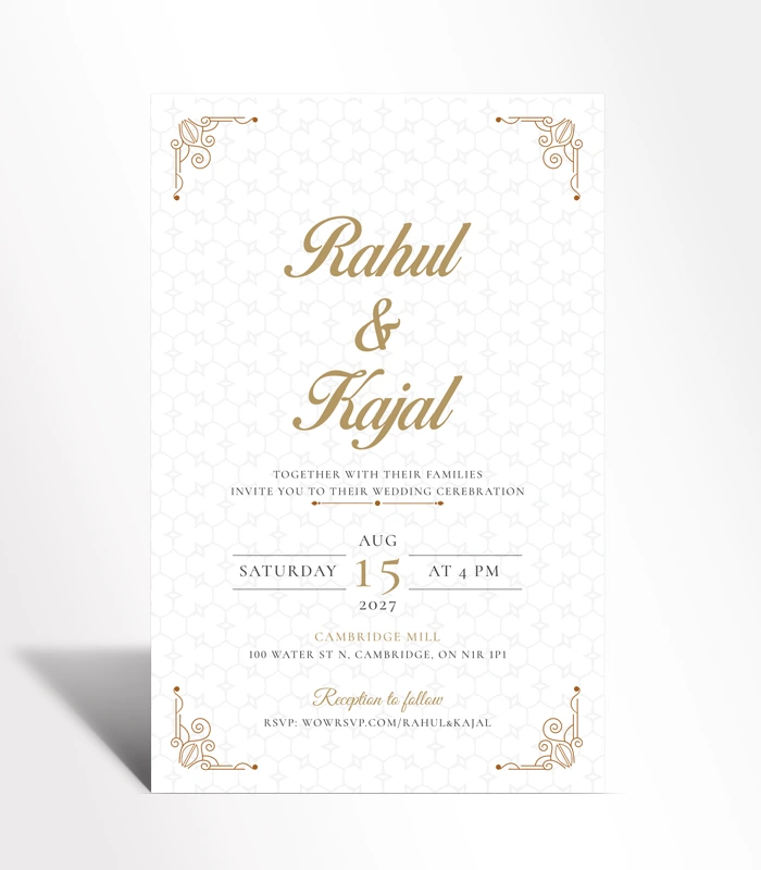 920 Golden Geometric Wedding Invitation - Image 1
