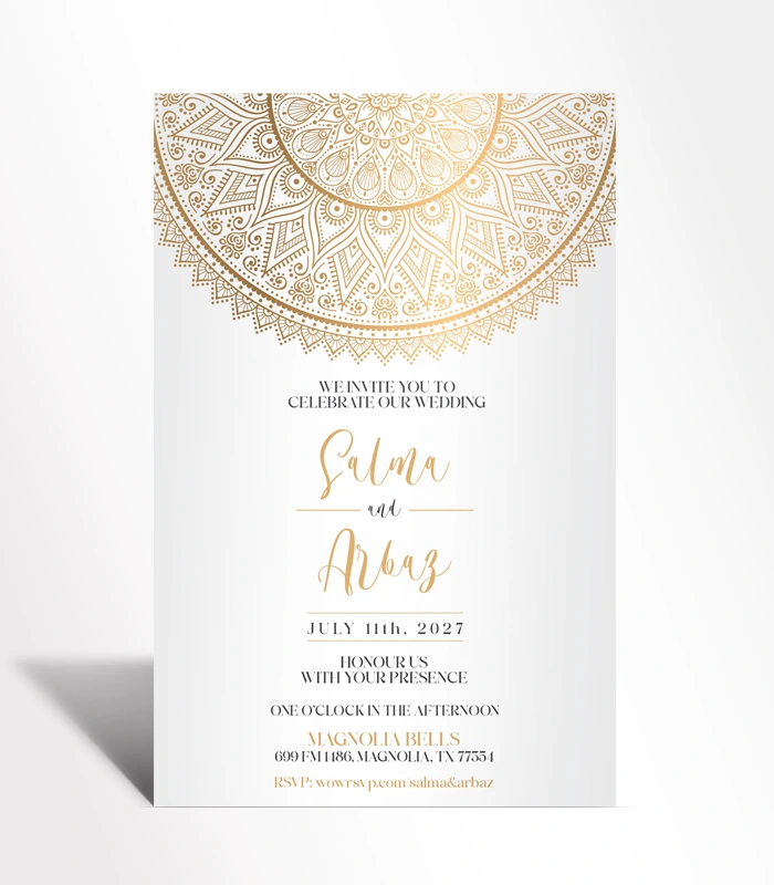 923 Golden Heritage Wedding Invitation - Image 1