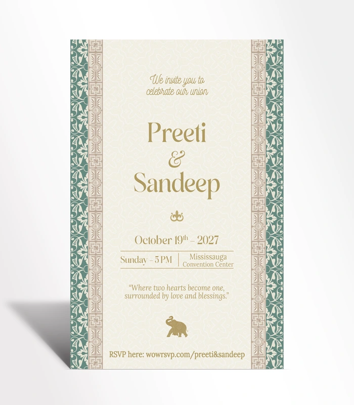 927 Heritage Teal Wedding Invitation - Image 1