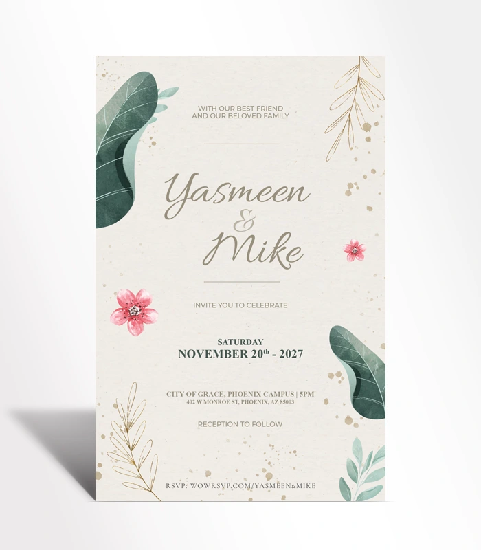 928 Elegant Botanical Wedding Invitation - Image 1