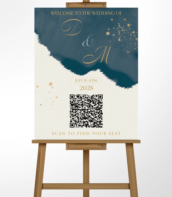 Seating 15 Midnight Vow QR Welcome Sign - Image 1