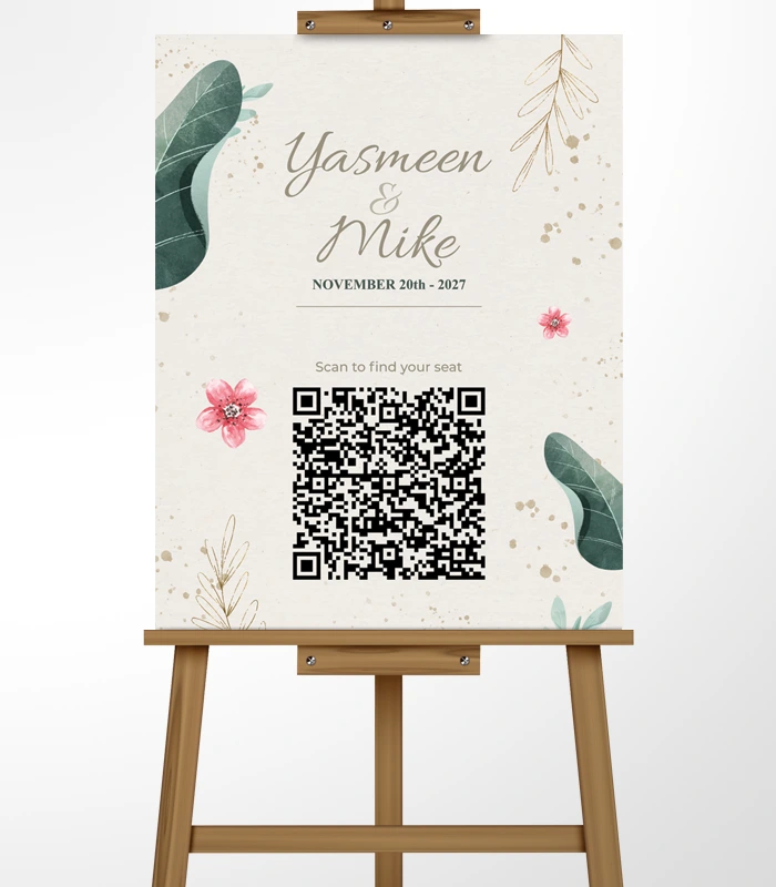 Seating 16 Meadow Blush QR Welcome Sign - Image 1