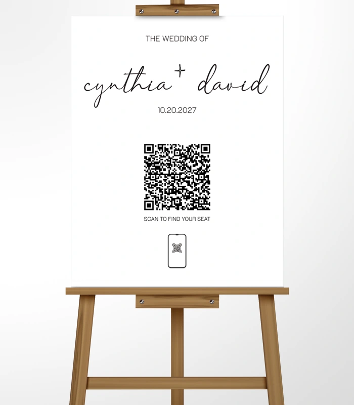 Seating 18 Scripted Vow QR Welcome Sign - Image 1