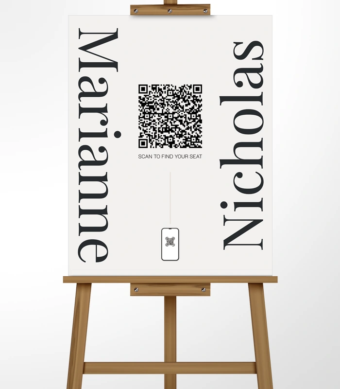 Seating 19 Monogram Edge QR Welcome Sign - Image 1