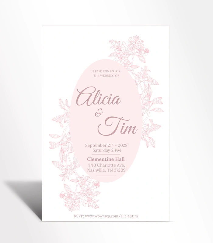 932 Blush Pink Floral Wedding Invitation - Image 1