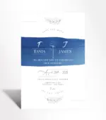 Blue Watercolor Rose Wedding Invitation